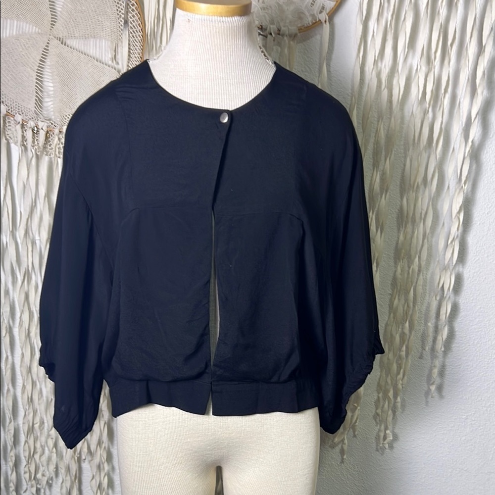 S by Stella McCartney Black Open Front Kimono Sleeve Jacket Layering Piece